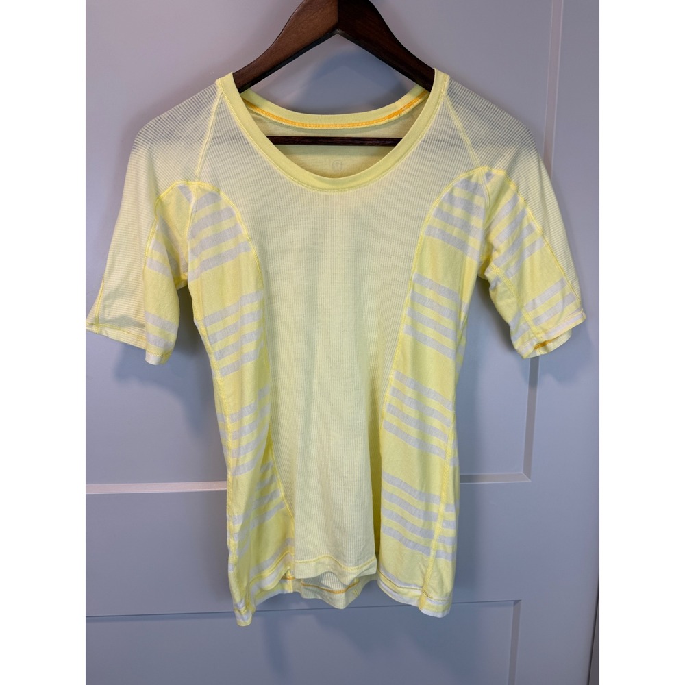 Lululemon Puri Tee Stripe Short Sleeve Tunic‎ Top Size 8 Yellow